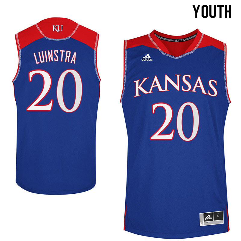 Youth #20 Garrett Luinstra Kansas Jayhawks College Basketball Jerseys Sale-Blue - Click Image to Close